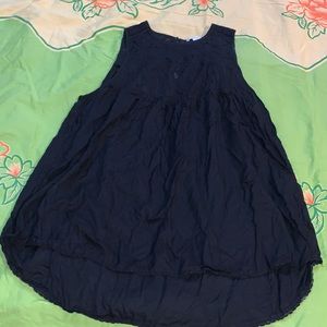 Aritzia Wilfred black sleeveless blouse with embroidered geometric pattern